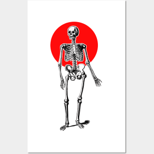 Standing human skeleton halloween Posters and Art